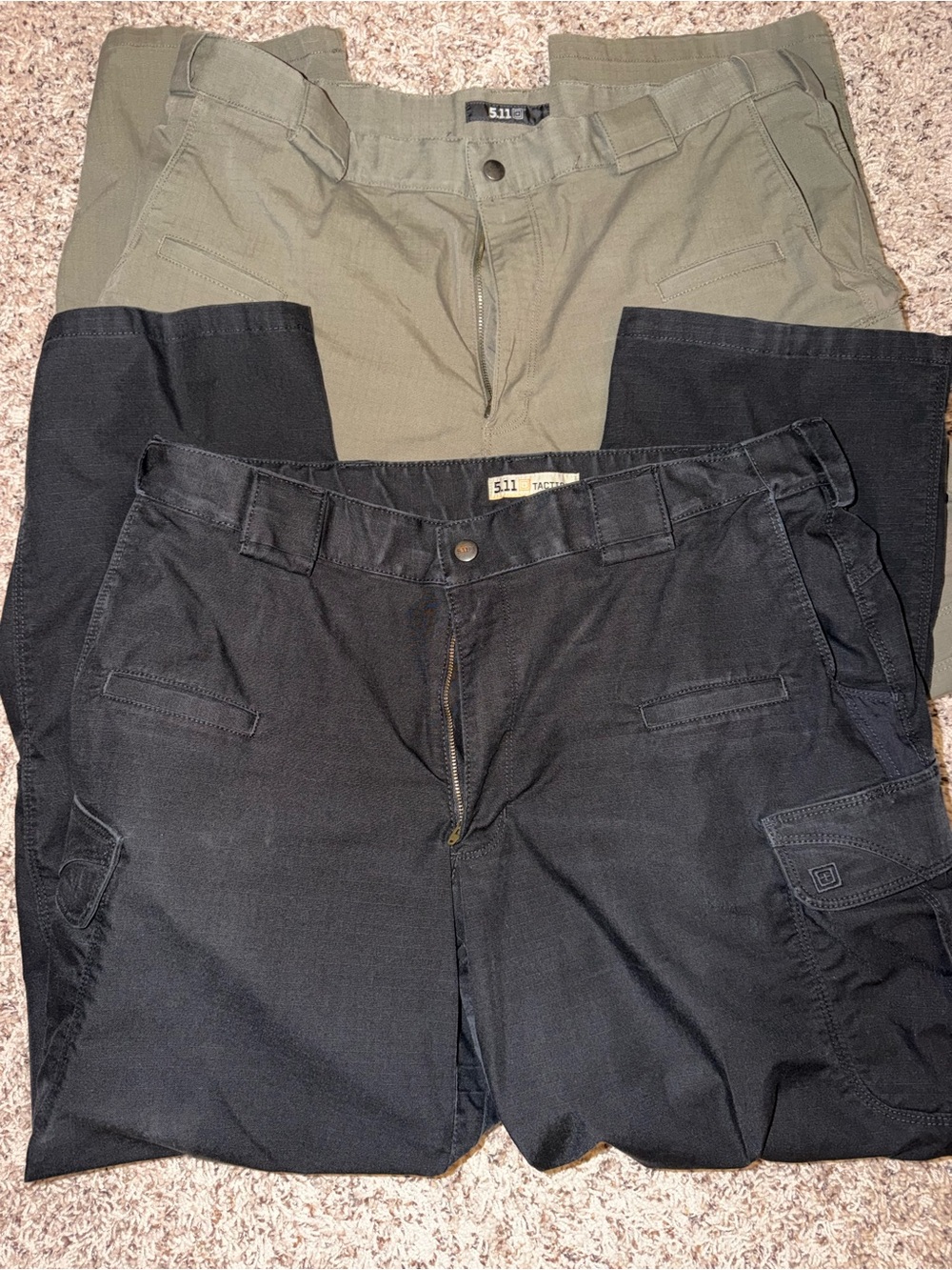 2 Pair 5.11 Tactical Men's Cargo Shorts in Black and Olive 36x30 - Picture 6 of 6